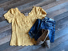 Mustard Scalloped Sleeve Top